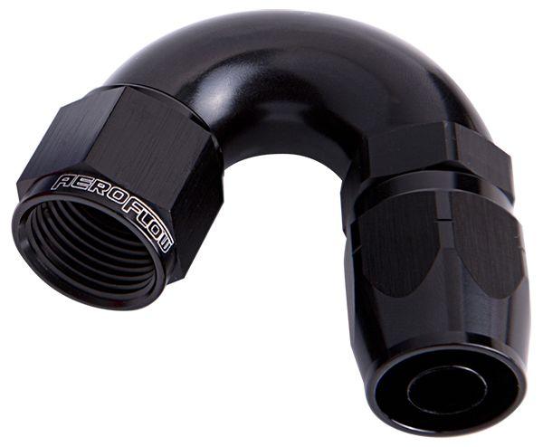 Aeroflow 550 Series Cutter One-Piece Full Flow Swivel 150° Hose End -4AN (AF555-04BLK)