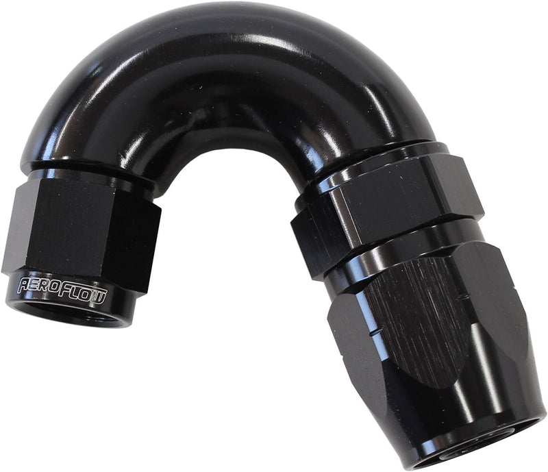 Aeroflow 550 Series Cutter Style One Piece Swivel 150° Stepped Hose End -6AN to -8 Hose (AF555-08-06BLK)