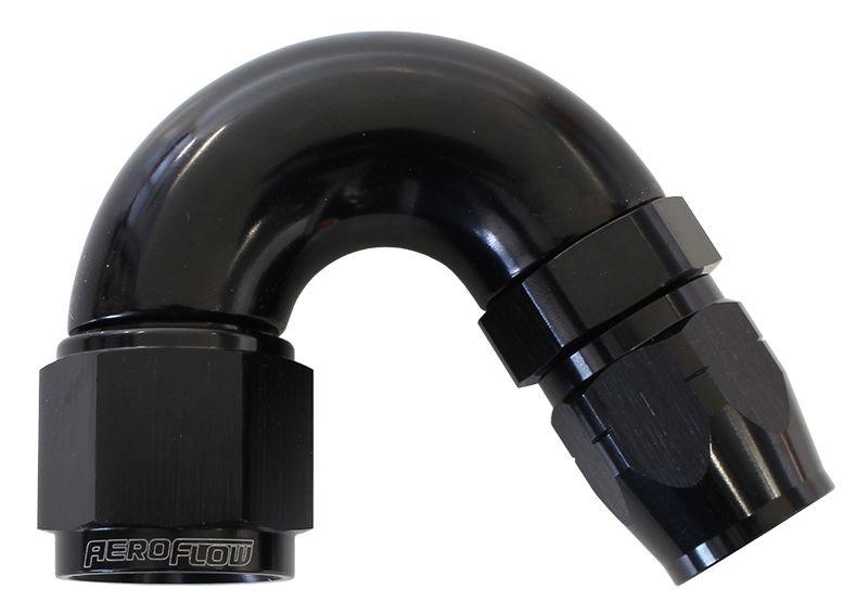 Aeroflow 550 Series Cutter Style One Piece Swivel 150° Stepped Hose End -10AN to -8 Hose (AF555-08-10BLK)