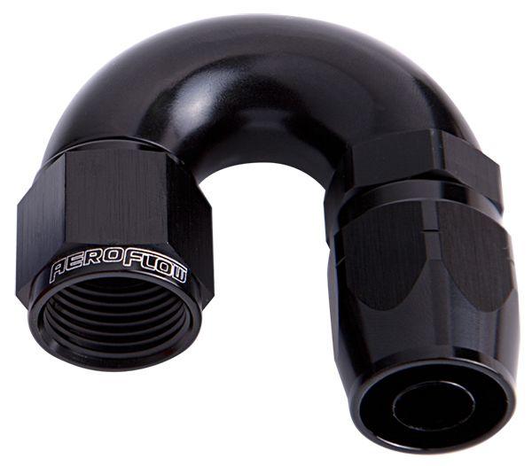 Aeroflow 550 Series Cutter One-Piece Full Flow Swivel 180° Hose End -4AN (AF556-04BLK)