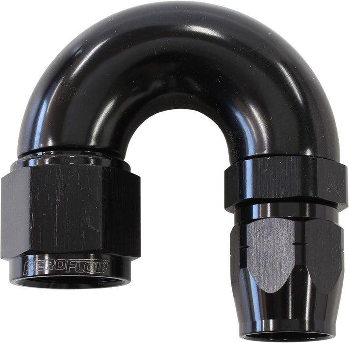 Aeroflow 550 Series Cutter Style One Piece Swivel 180° Stepped Hose End -8AN to -6 Hose (AF556-06-08BLK)