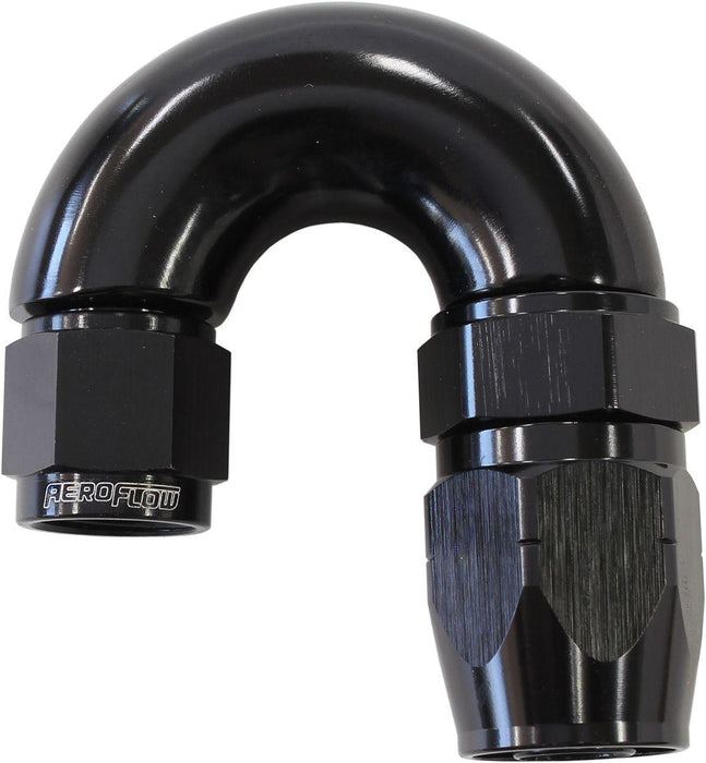 Aeroflow 550 Series Cutter Style One Piece Swivel 180° Stepped Hose End -6AN to -8 Hose (AF556-08-06BLK)