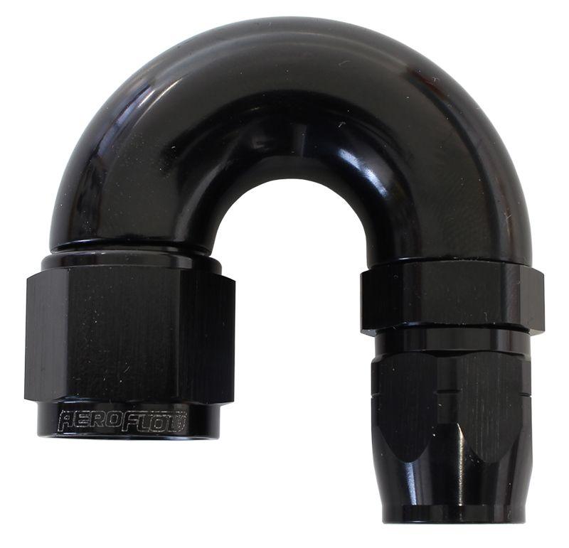 Aeroflow 550 Series Cutter Style One Piece Swivel 180° Stepped Hose End -10AN to -8 Hose (AF556-08-10BLK) AF556-08-10BLK