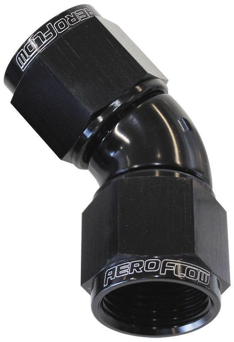 Aeroflow 45° Full Flow Female Coupler -4AN (AF563-04BLK)