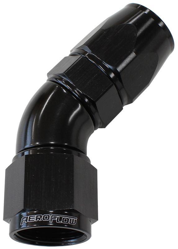 Aeroflow 570 Series PTFE 45° Hose End -16AN (AF572-16DBLK) AF572-16DBLK