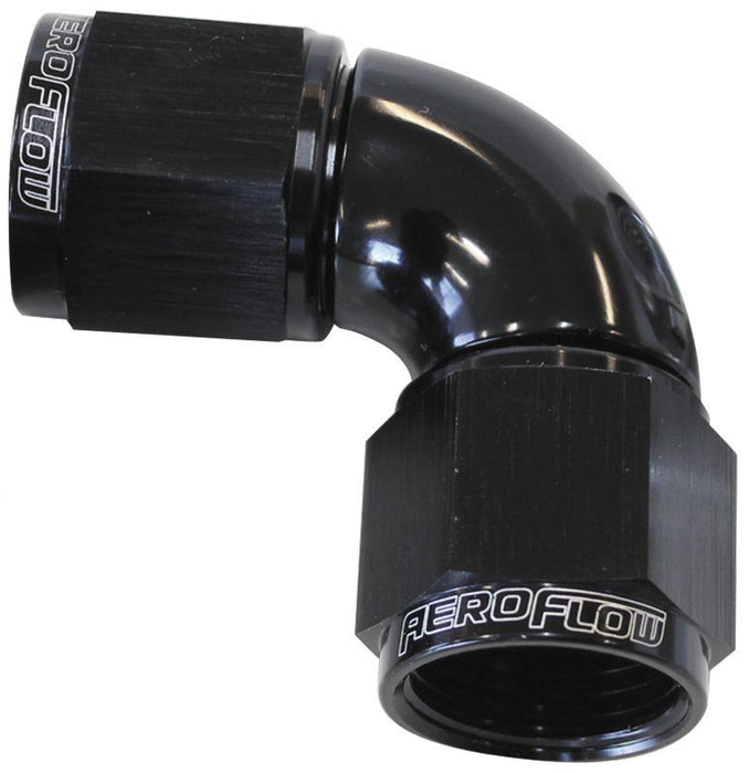 Aeroflow 90° Full Flow Female Coupler -8AN (AF583-08BLK)