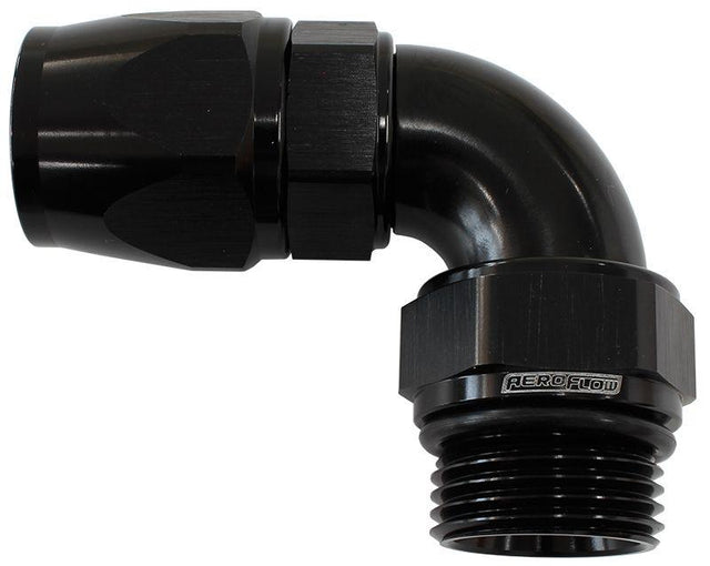 Aeroflow 90° ORB Male Swivel PTFE (Teflon®) Hose End -10 ORB to -10AN (AF583-10-10DBLK) AF583-10-10DBLK