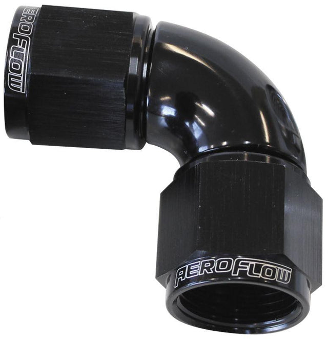 Aeroflow 90° Full Flow Female Coupler -12AN (AF583-12BLK) AF583-12BLK