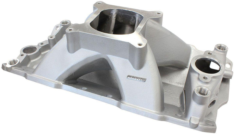 Aeroflow SB Chev Hi-Rise Single Plane Intake Manifold, Natural Cast Finish (AF6001-1000) AF6001-1000