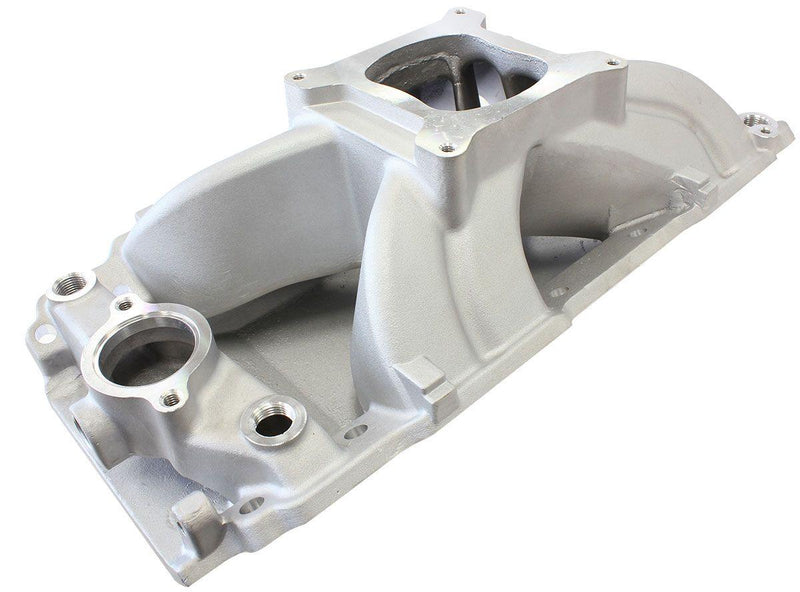 Aeroflow BB Chev Hi-Rise Single Plane Intake Manifold, Natural Cast Finish (AF6010-1002) AF6010-1002
