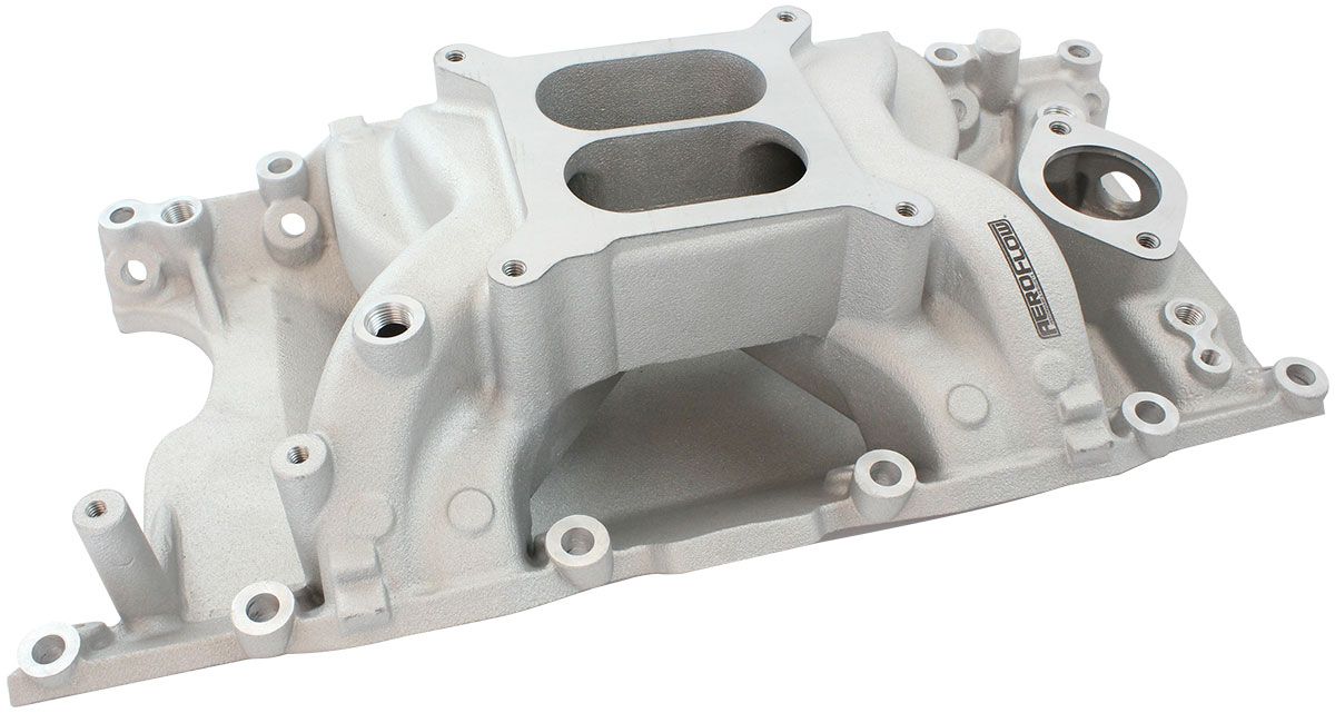 Aeroflow Small Block Chrysler Air Gap Dual Plane Intake Manifold, Natural Cast Finish (AF6010-3005)