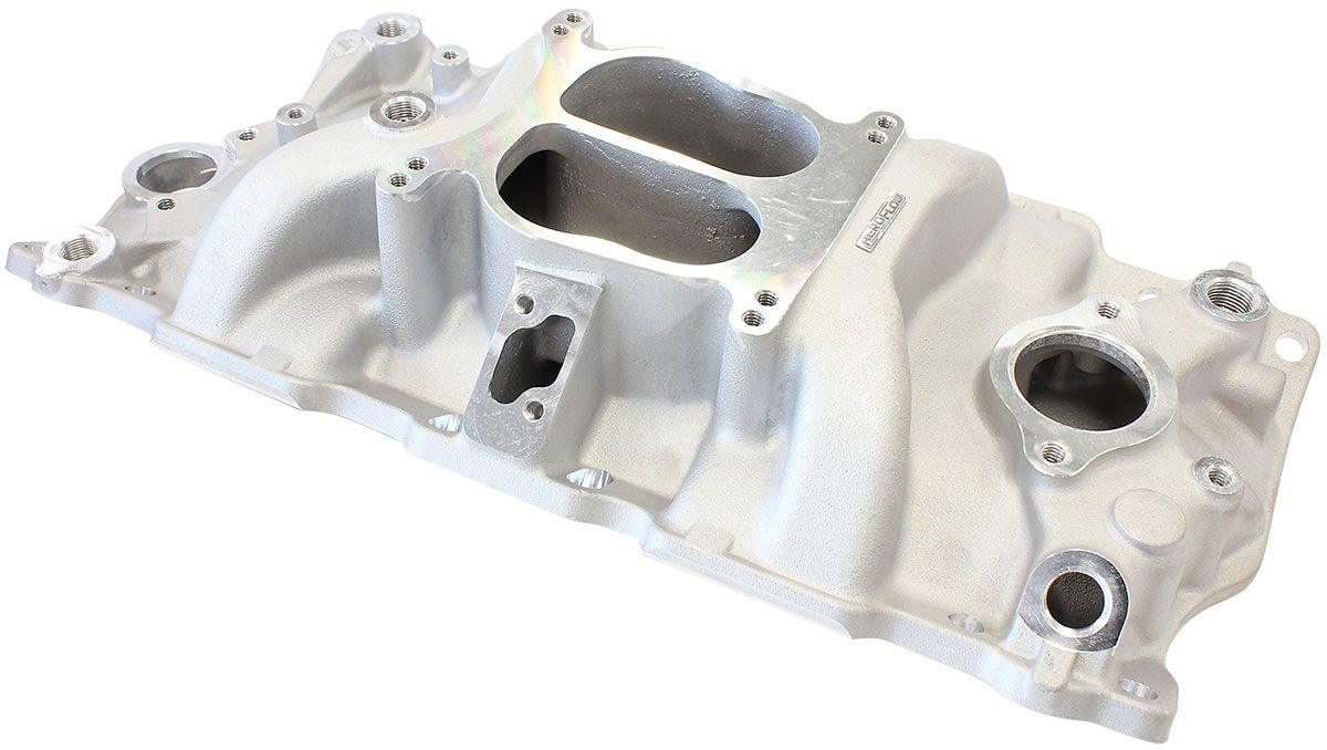 Aeroflow SB Chev Classic Dual Plane Intake Manifold, Natural Cast Finish (AF6011-1000)