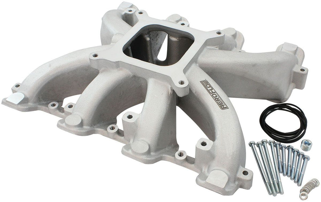 Aeroflow GM LS Cathedral Port Carburettor Street Single Plane Non-EFI Intake Manifold, Natural Cast Finish (AF6040-5000)