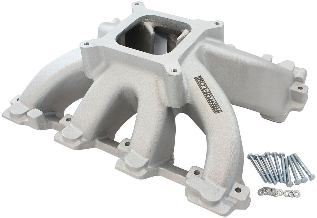 Aeroflow GM LS Cathedral Port Carburettor Hi Rise Single Plane Non-EFI Intake Manifold, Natural Cast Finish (AF6040-5005)