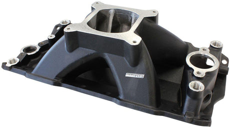 Aeroflow SB Chev Hi-Rise Single Plane Intake Manifold, Black Finish (AF6201-1000) AF6201-1000