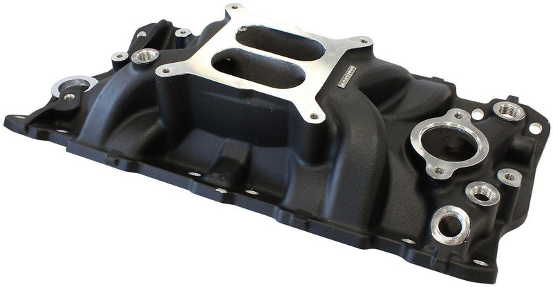 Aeroflow SB Chev Street Dual Plane Intake Manifold, Black Finish (AF6210-1000) AF6210-1000