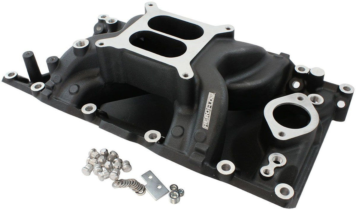 Aeroflow Small Block Chrysler Air Gap Dual Plane Intake Manifold, Black Finish (AF6210-3005)