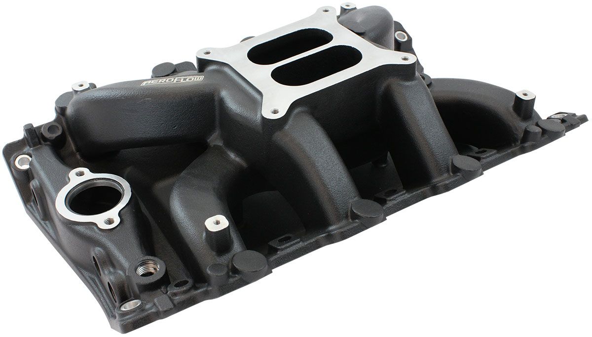 Aeroflow Holden 304 Air Gap Dual Plane Intake Manifold, Black Finish (AF6210-4000)