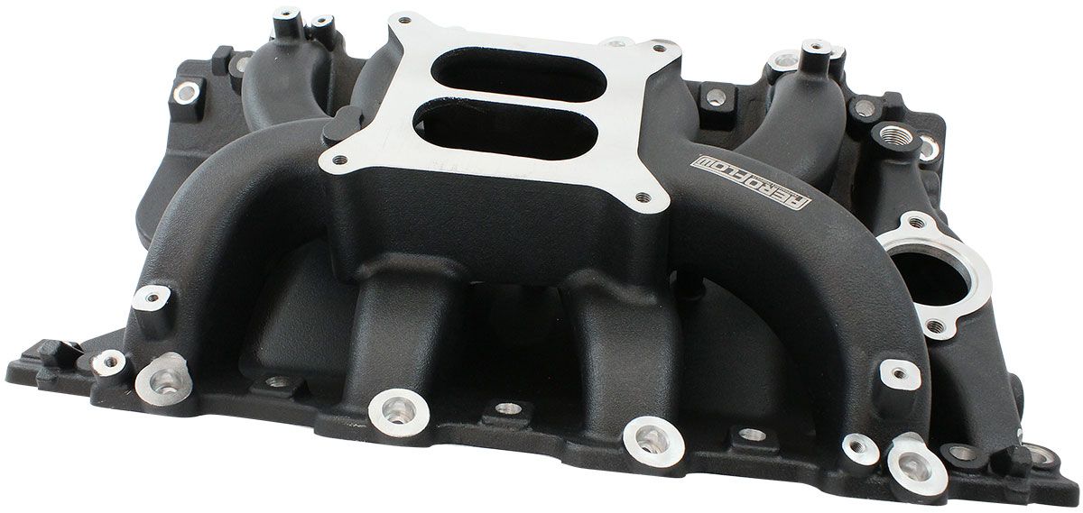 Aeroflow Holden 304 EFI Air Gap Dual Plane Intake Manifold, Black Finish (AF6210-4003)