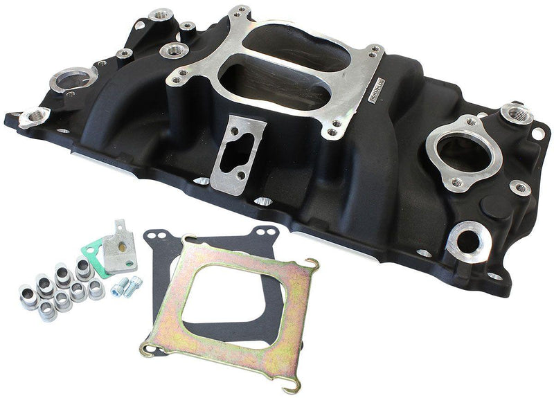 Aeroflow SB Chev Classic Dual Plane Intake Manifold, Black Finish (AF6211-1000)