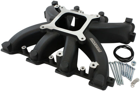 Aeroflow GM LS Cathedral Port Carburettor Street Single Plane Non-EFI Intake Manifold, Black Finish (AF6240-5000) AF6240-5000