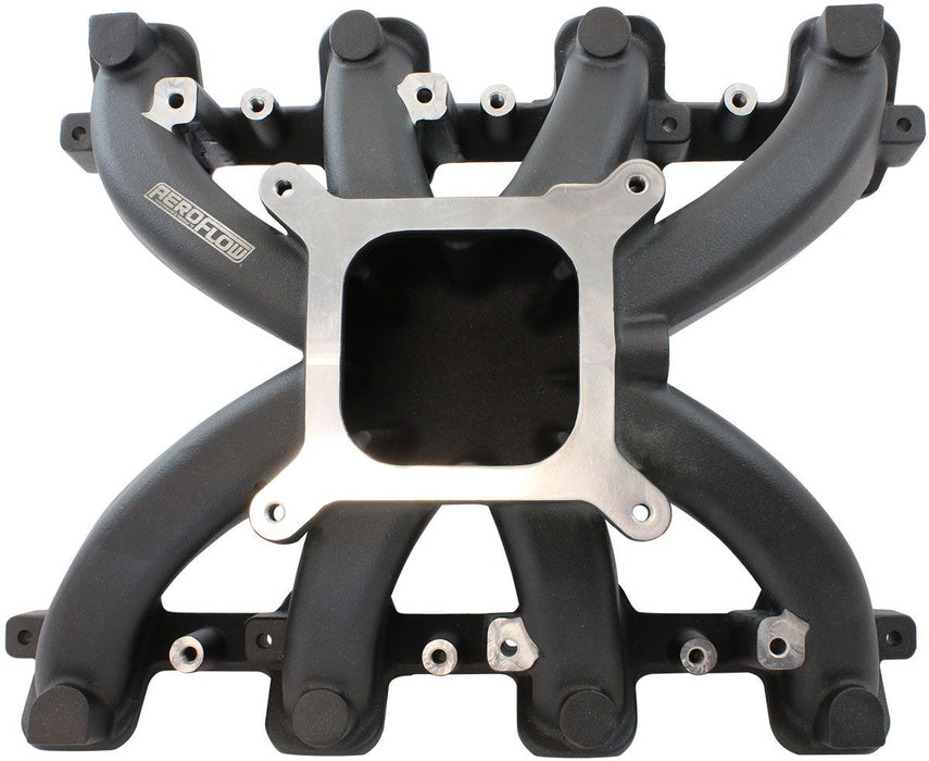 Aeroflow GM LS Cathedral Port Carburettor Street Single Plane Non-EFI Intake Manifold, Black Finish (AF6240-5000)