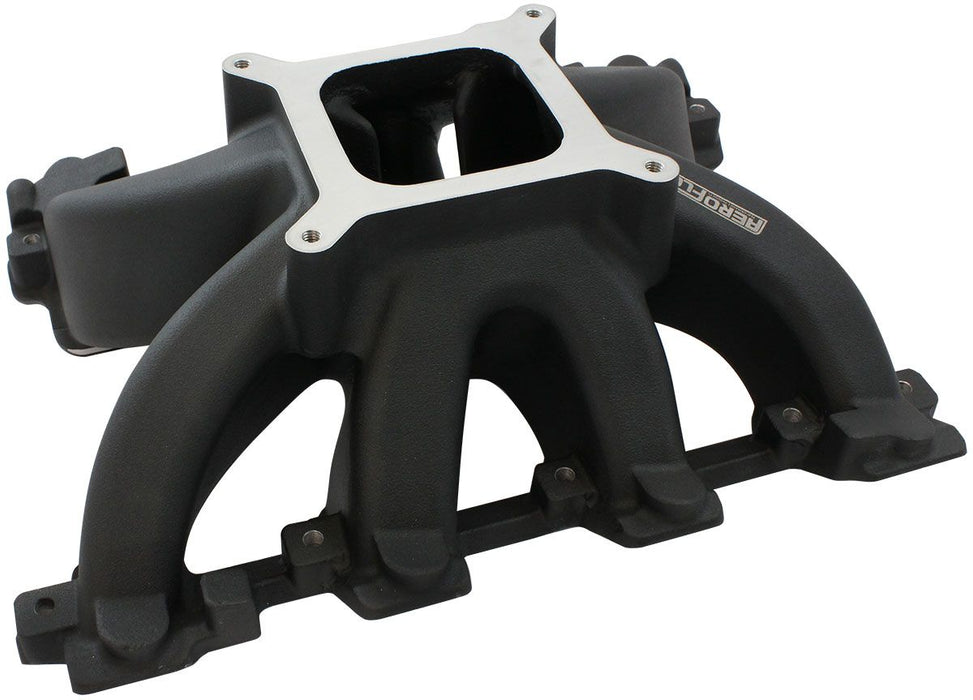 Aeroflow GM LS Cathedral Port Carburettor Hi Rise Single Plane Non-EFI Intake Manifold, Black Finish (AF6240-5005)