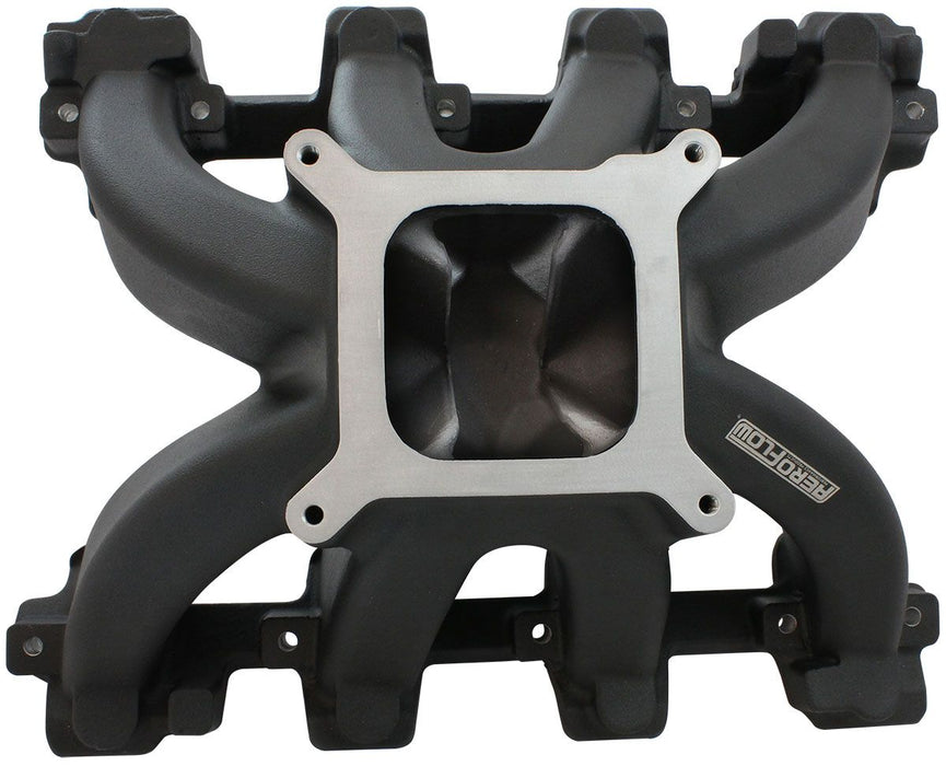 Aeroflow GM LS Cathedral Port Carburettor Hi Rise Single Plane Non-EFI Intake Manifold, Black Finish (AF6240-5005)