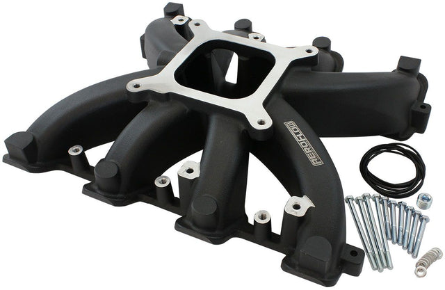Aeroflow GM LS Rectangle Port Carburettor Street Single Plane Non-EFI Intake Manifold, Black Finish (AF6240-6000) AF6240-6000