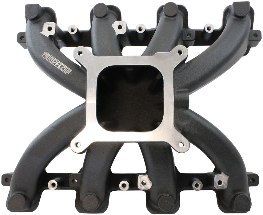 Aeroflow GM LS Rectangle Port Carburettor Street Single Plane Non-EFI Intake Manifold, Black Finish (AF6240-6000)