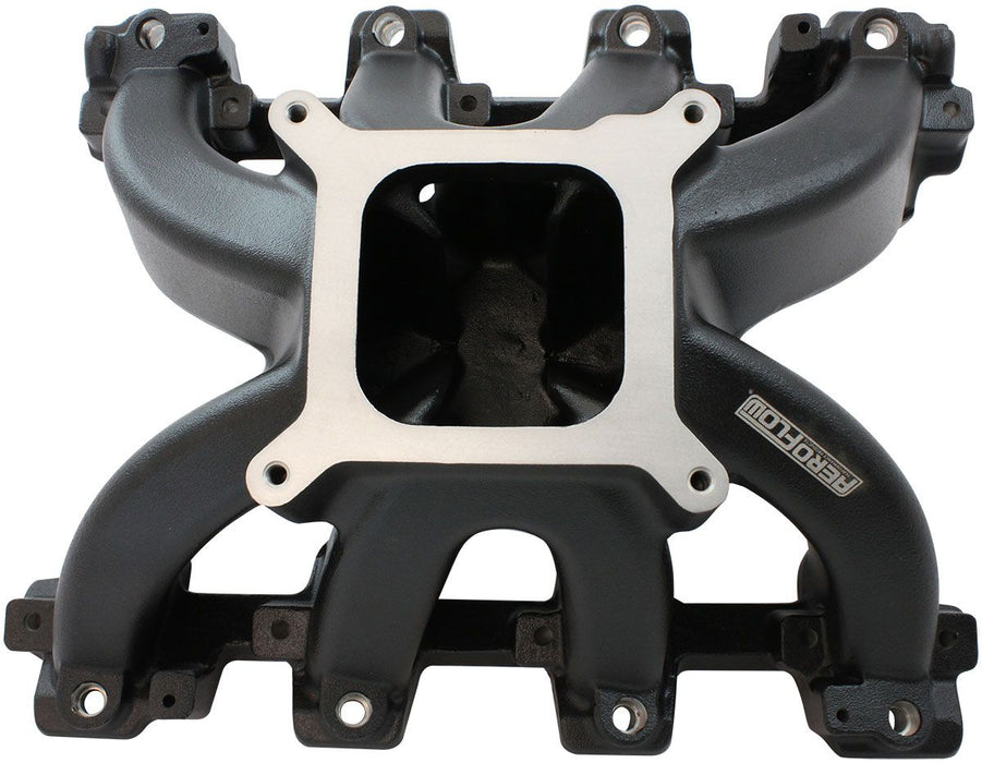 Aeroflow GM LS Cathedral Port Carburettor Hi Rise Race Single Plane EFI Intake Manifold, Black Finish (AF6250-5001)