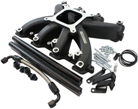Aeroflow GM LS Rectangle Port Carburettor Street Single Plane EFI Intake Manifold, Black Finish (AF6250-6000) AF6250-6000