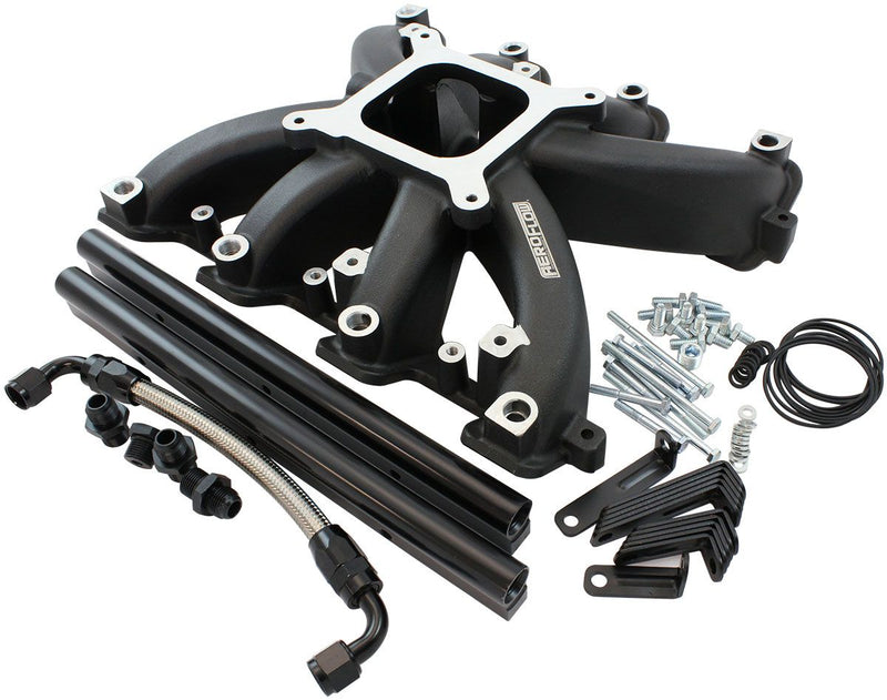 Aeroflow GM LS Rectangle Port Carburettor Street Single Plane EFI Intake Manifold, Black Finish (AF6250-6000) AF6250-6000