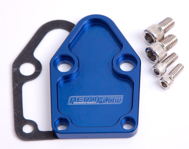 Aeroflow Billet Fuel Pump Block-Off Plate - Blue (AF64-2028) AF64-2028