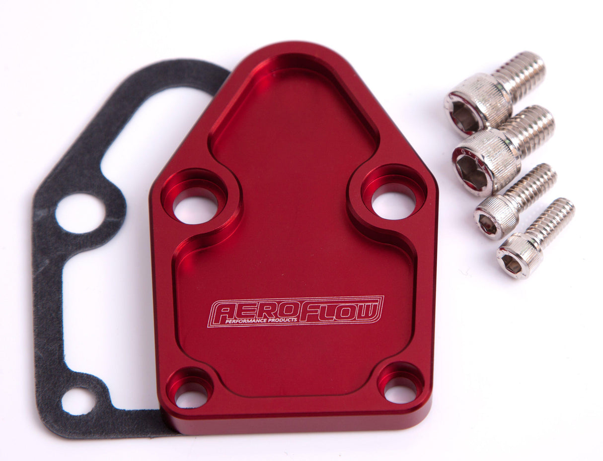 Aeroflow Billet Fuel Pump Block-Off Plate - Red (AF64-2028R) AF64-2028R