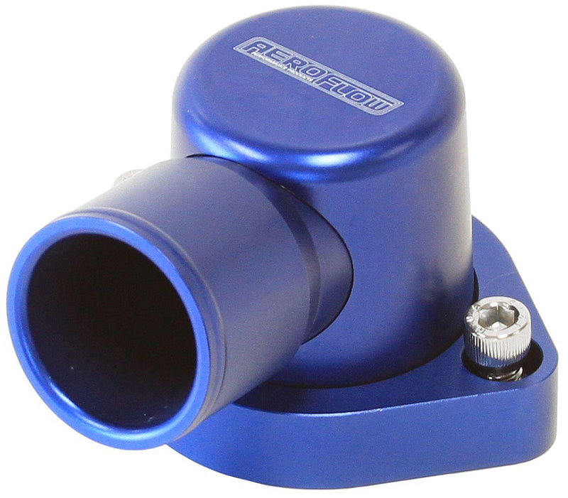 Aeroflow Billet 90° Thermostat Housing - Blue (AF64-2039) AF64-2039