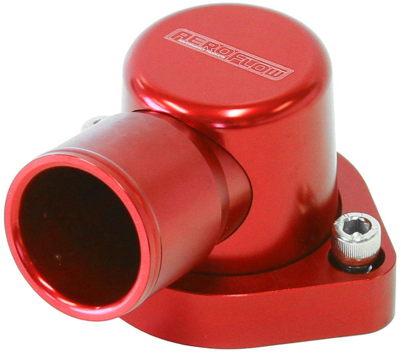 Aeroflow Billet 90° Thermostat Housing - Red (AF64-2039R) AF64-2039R