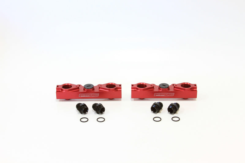 Aeroflow Subaru EJ20, EJ25 Side Feed Billet EFI Fuel Rails - Red (AF64-2057R) AF64-2057R