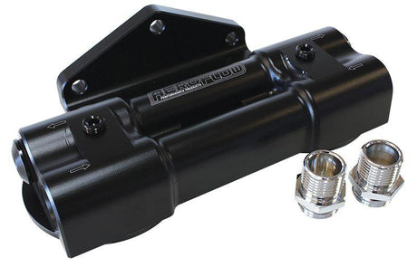 Aeroflow Dual Billet Remote Filter Head - Side Entry (AF64-2089) AF64-2089