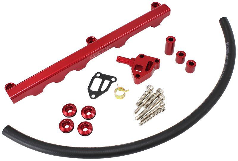 Aeroflow Nissan S14 and S15 SR20 Billet EFI Fuel Rail - Red (AF64-2122R) AF64-2122R