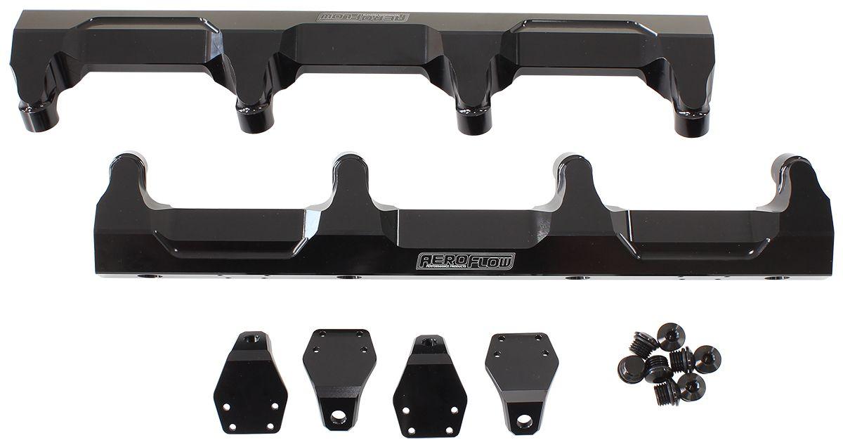 Aeroflow GM Supercharged LSA Billet EFI Fuel Rails - Black (AF64-2124BLK)