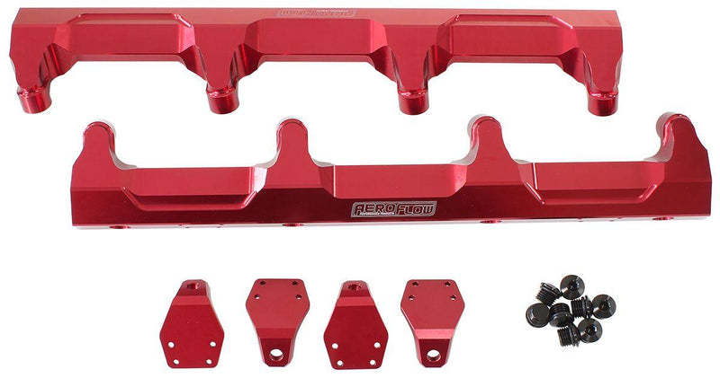 Aeroflow GM Supercharged LSA Billet EFI Fuel Rails - Red (AF64-2124R) AF64-2124R