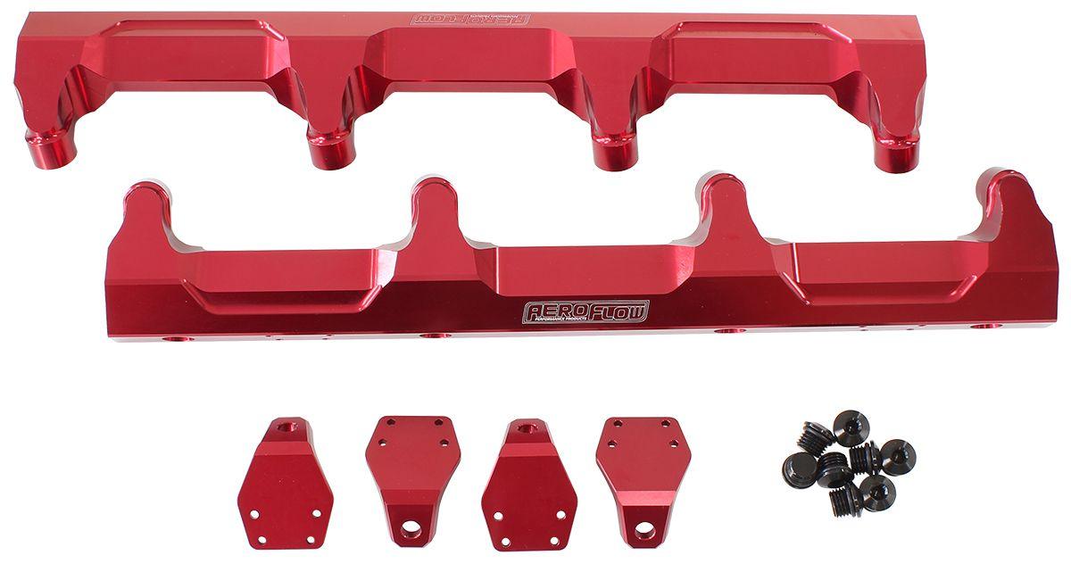 Aeroflow GM Supercharged LSA Billet EFI Fuel Rails - Red (AF64-2124R)