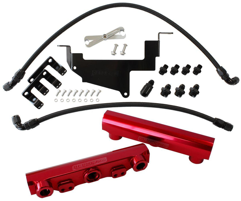 Aeroflow Subaru, Toyota, Scion FA20 Billet EFI Fuel Rail Kit - Red (AF64-2131R)