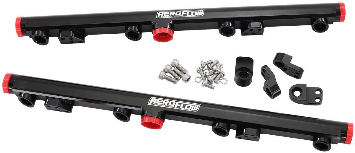 Aeroflow GM LS1 LS2 LS3 Billet EFI Fuel Rails (Black) (AF64-2155BLK)