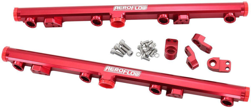 Aeroflow GM LS1 LS2 LS3 Billet EFI Fuel Rails (Red) (AF64-2155R) AF64-2155R