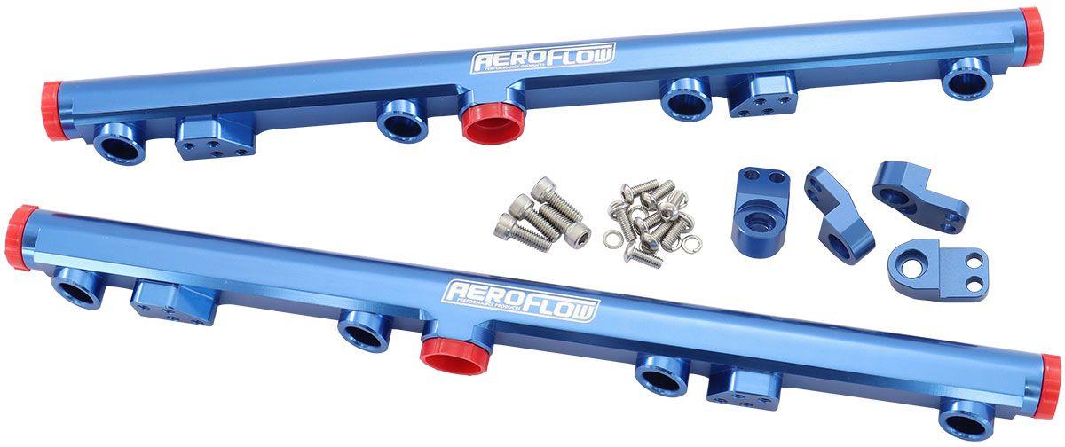 Aeroflow GM LS1 LS2 LS3 Billet EFI Fuel Rails (Blue) (AF64-2155)