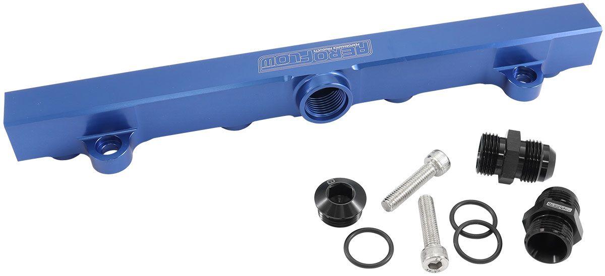 Aeroflow Mitsubishi Evolution 4-9 4G63 Billet EFI Fuel Rails - Blue (AF64-2221)