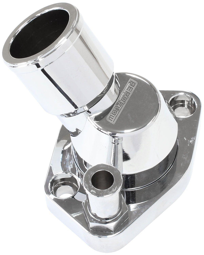 Aeroflow Billet 45° Swivel Thermostat Housing, Chrome Finish (AF64-2233C) AF64-2233C