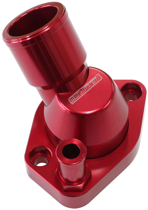 Aeroflow Billet 45° Swivel Thermostat Housing, Red Finish (AF64-2233R)